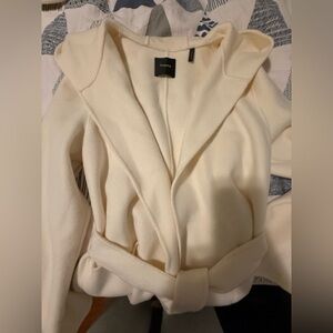 Theory Off-White Belted Wrap Coat